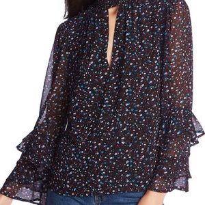 1.STATE ditsy floral ruffle sleeve top L